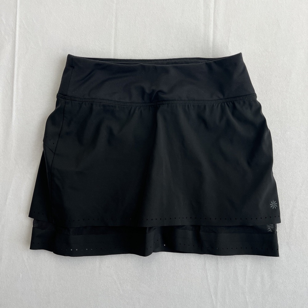 Athleta Skirt Womens 2XS Black Laser Run Skort Athleisure Golf Tennis Pickleball